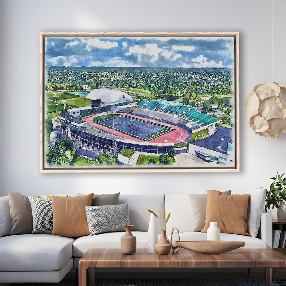 Rynearson Painting Stadium Watercolor, Ypsilanti Michigan Watercolor, Sport Gift Art, Framed Canvas Print Wall Art