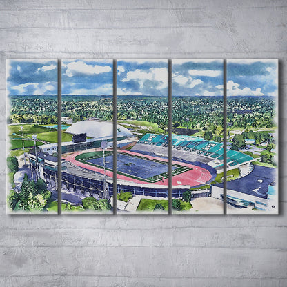 Rynearson Painting Stadium Watercolor, Ypsilanti Michigan Watercolor, Sport Art, Extra Large Canvas Print Wall Art