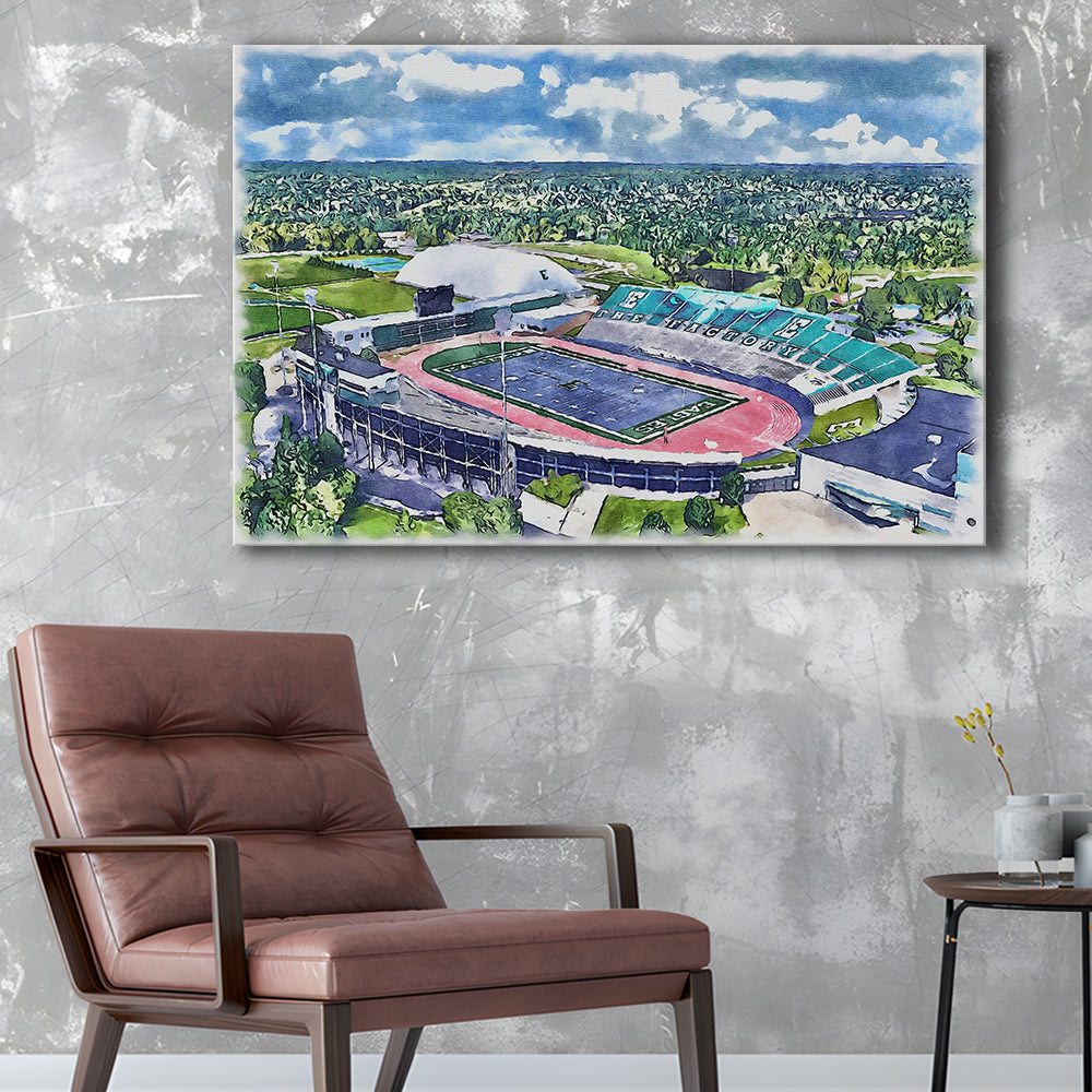 Rynearson Painting Stadium Watercolor, Ypsilanti Michigan Watercolor, Sport Art, Gifts for him, Canvas Print Wall Art