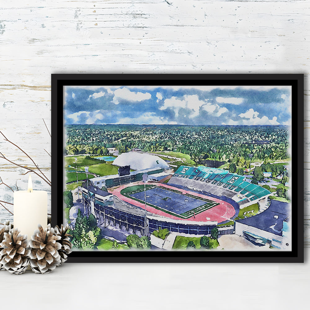 Rynearson Painting Stadium Watercolor, Ypsilanti Michigan Watercolor, Sport Gift Art, Framed Canvas Print Wall Art