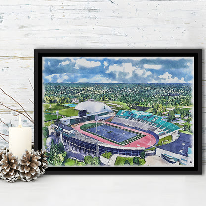 Rynearson Painting Stadium Watercolor, Ypsilanti Michigan Watercolor, Sport Gift Art, Framed Canvas Print Wall Art