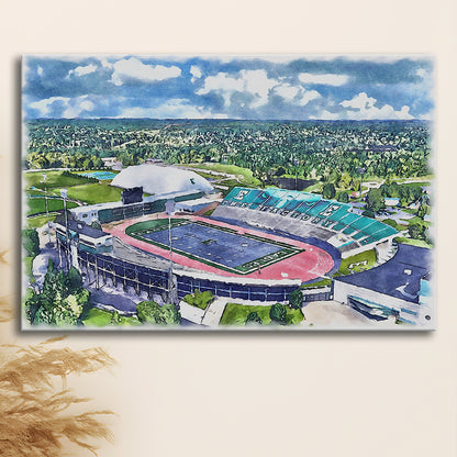 Rynearson Painting Stadium Watercolor, Ypsilanti Michigan Watercolor, Sport Art, Gifts for him, Canvas Print Wall Art