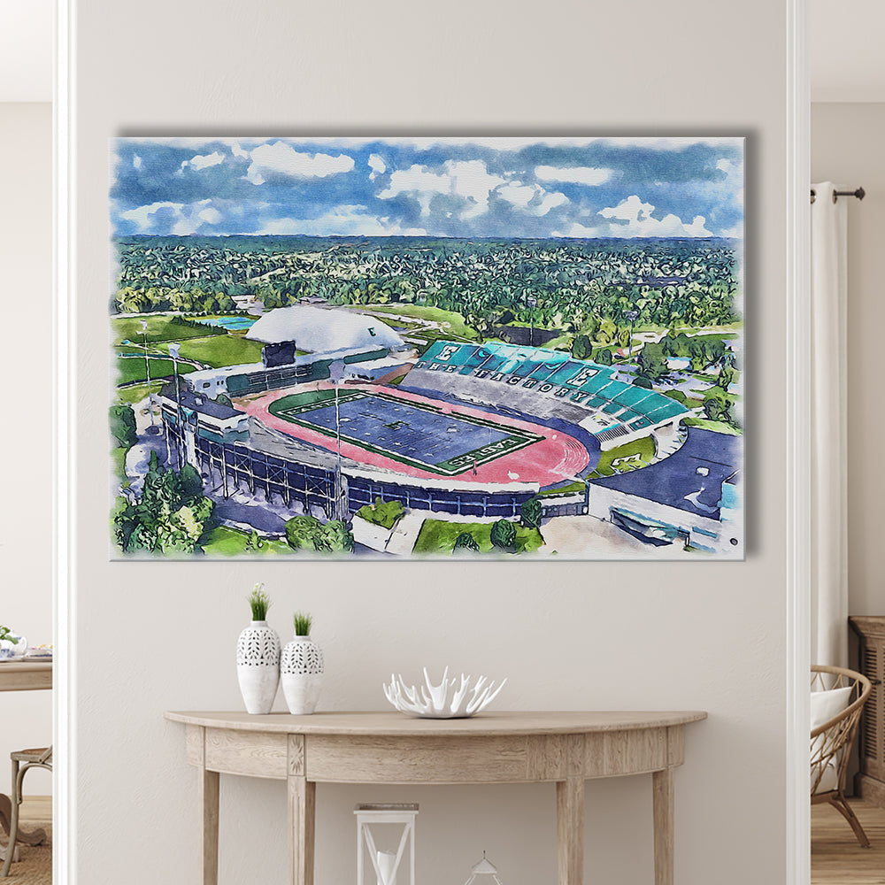 Rynearson Painting Stadium Watercolor, Ypsilanti Michigan Watercolor, Sport Art, Gifts for him, Canvas Print Wall Art