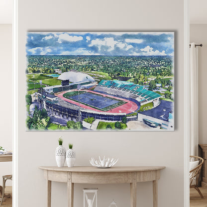 Rynearson Painting Stadium Watercolor, Ypsilanti Michigan Watercolor, Sport Art, Gifts for him, Canvas Print Wall Art