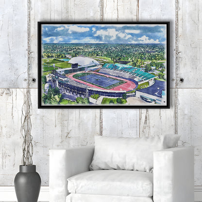 Rynearson Painting Stadium Watercolor, Ypsilanti Michigan Watercolor, Sport Gift Art, Framed Canvas Print Wall Art