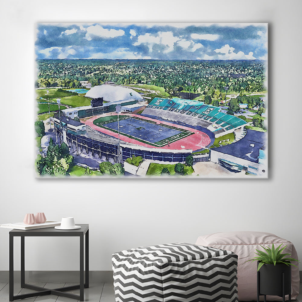 Rynearson Painting Stadium Watercolor, Ypsilanti Michigan Watercolor, Sport Art, Gifts for him, Canvas Print Wall Art