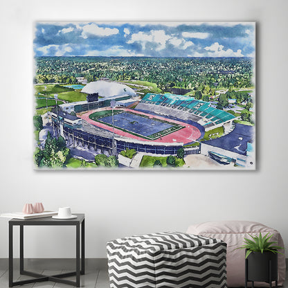 Rynearson Painting Stadium Watercolor, Ypsilanti Michigan Watercolor, Sport Art, Gifts for him, Canvas Print Wall Art