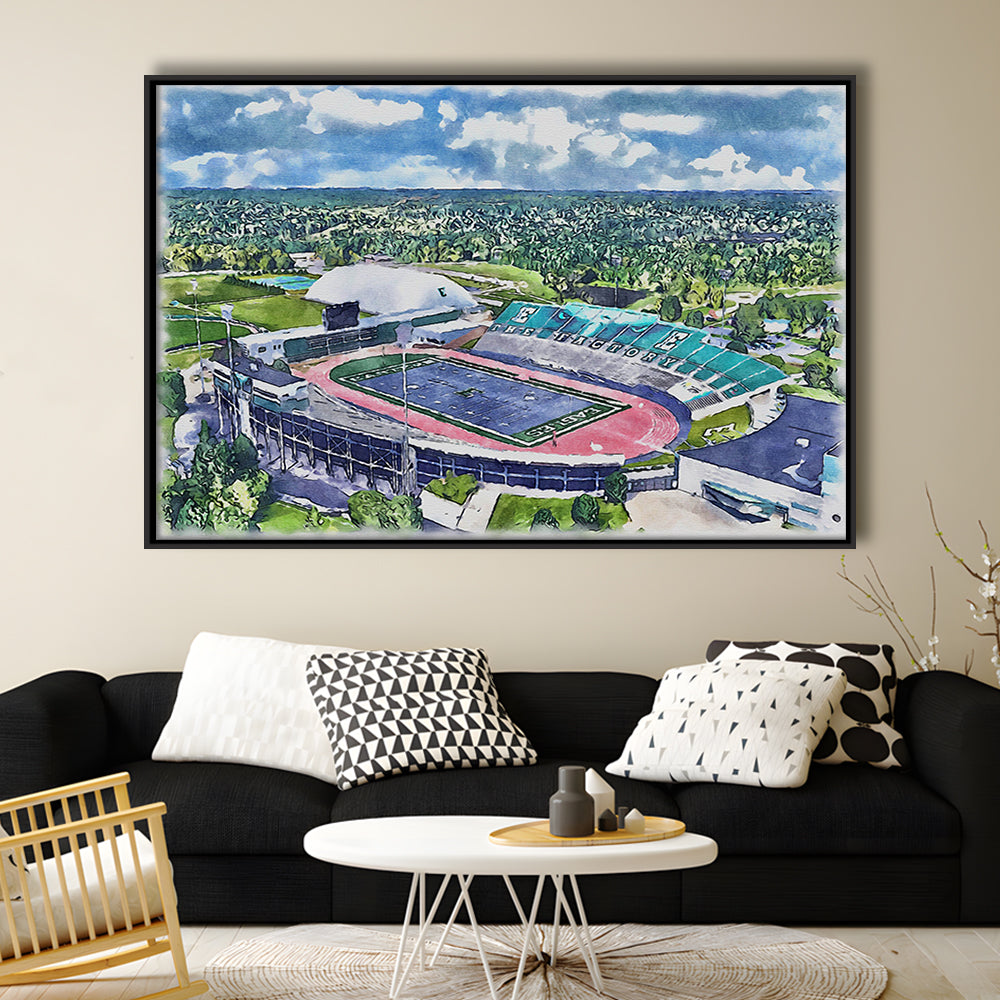 Rynearson Painting Stadium Watercolor, Ypsilanti Michigan Watercolor, Sport Gift Art, Framed Canvas Print Wall Art