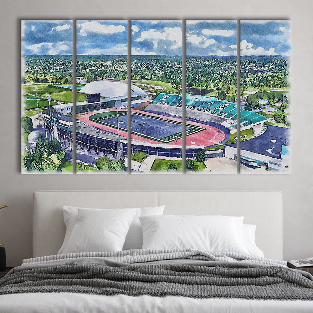 Rynearson Painting Stadium Watercolor, Ypsilanti Michigan Watercolor, Sport Art, Extra Large Canvas Print Wall Art