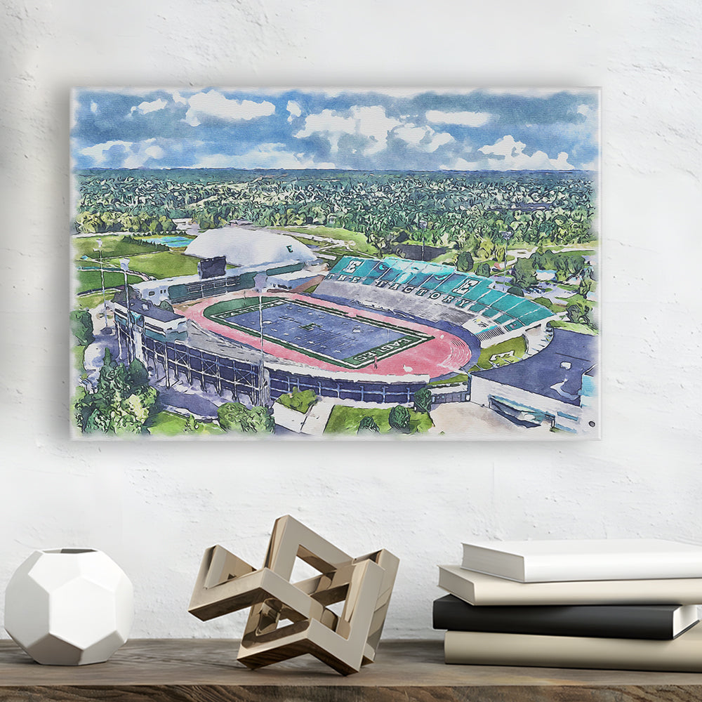 Rynearson Painting Stadium Watercolor, Ypsilanti Michigan Watercolor, Sport Art, Gifts for him, Canvas Print Wall Art