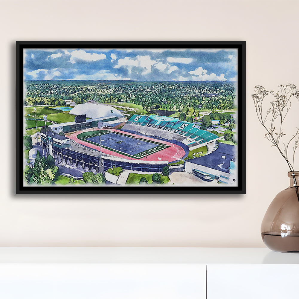 Rynearson Painting Stadium Watercolor, Ypsilanti Michigan Watercolor, Sport Gift Art, Framed Canvas Print Wall Art