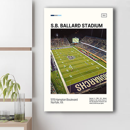 S.B. Ballard Stadium Print, Old Dominion Monarchs Stadium Canvas Art, Fan Gifts, Sport Art, Canvas Print Wall Art