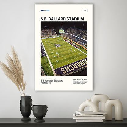 S.B. Ballard Stadium Print, Old Dominion Monarchs Stadium Canvas Art, Fan Gifts, Sport Art, Canvas Print Wall Art
