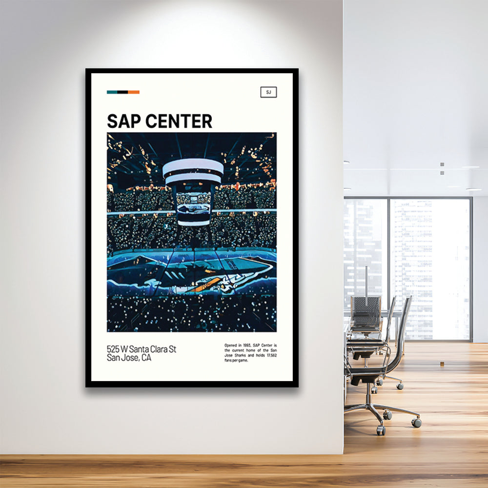 SAP Center Print, San Jose Sharks Stadium Art, Gifts for him, Sport Art, Framed Art Print Wall Decor