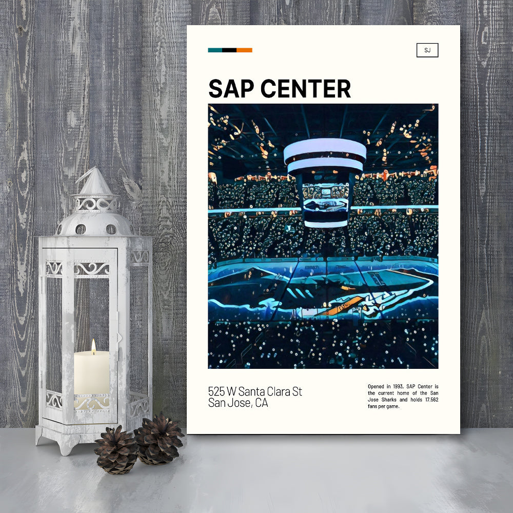 SAP Center Print, San Jose Sharks Stadium Canvas Art, Fan Gifts, Sport Art, Canvas Print Wall Art