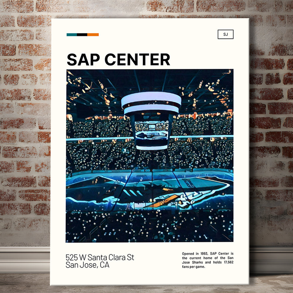 SAP Center Print, San Jose Sharks Stadium Canvas Art, Fan Gifts, Sport Art, Canvas Print Wall Art