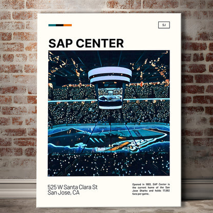 SAP Center Print, San Jose Sharks Stadium Canvas Art, Fan Gifts, Sport Art, Canvas Print Wall Art