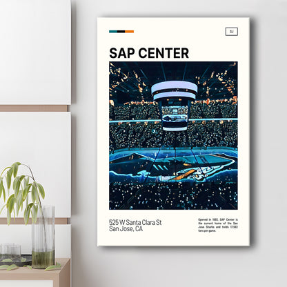 SAP Center Print, San Jose Sharks Stadium Canvas Art, Fan Gifts, Sport Art, Canvas Print Wall Art