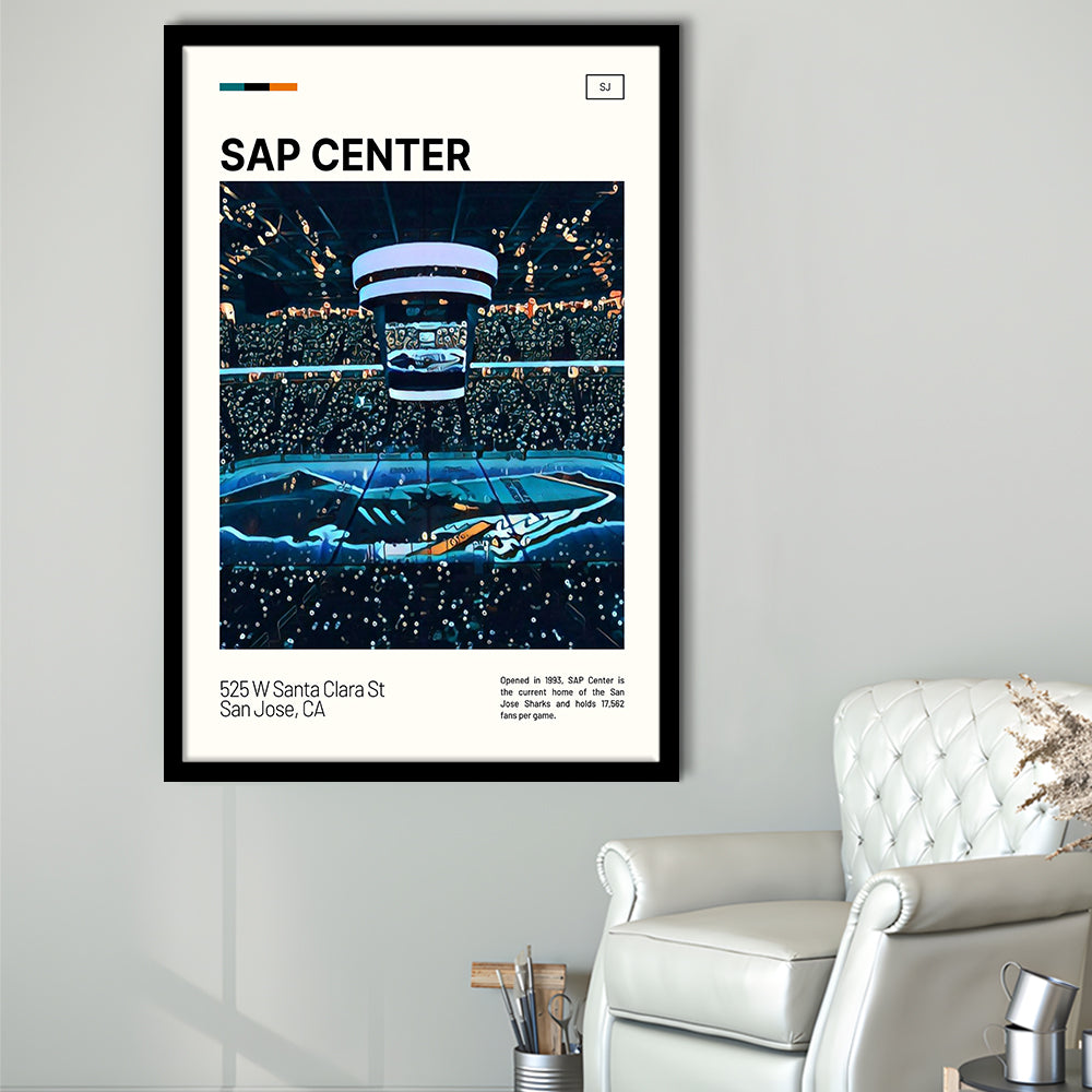 SAP Center Print, San Jose Sharks Stadium Art, Gifts for him, Sport Art, Framed Art Print Wall Decor
