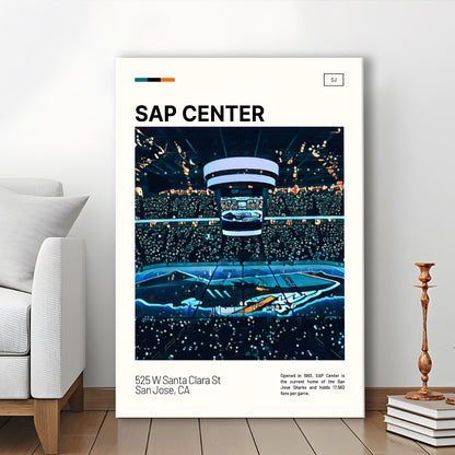 SAP Center Print, San Jose Sharks Stadium Canvas Art, Fan Gifts, Sport Art, Canvas Print Wall Art