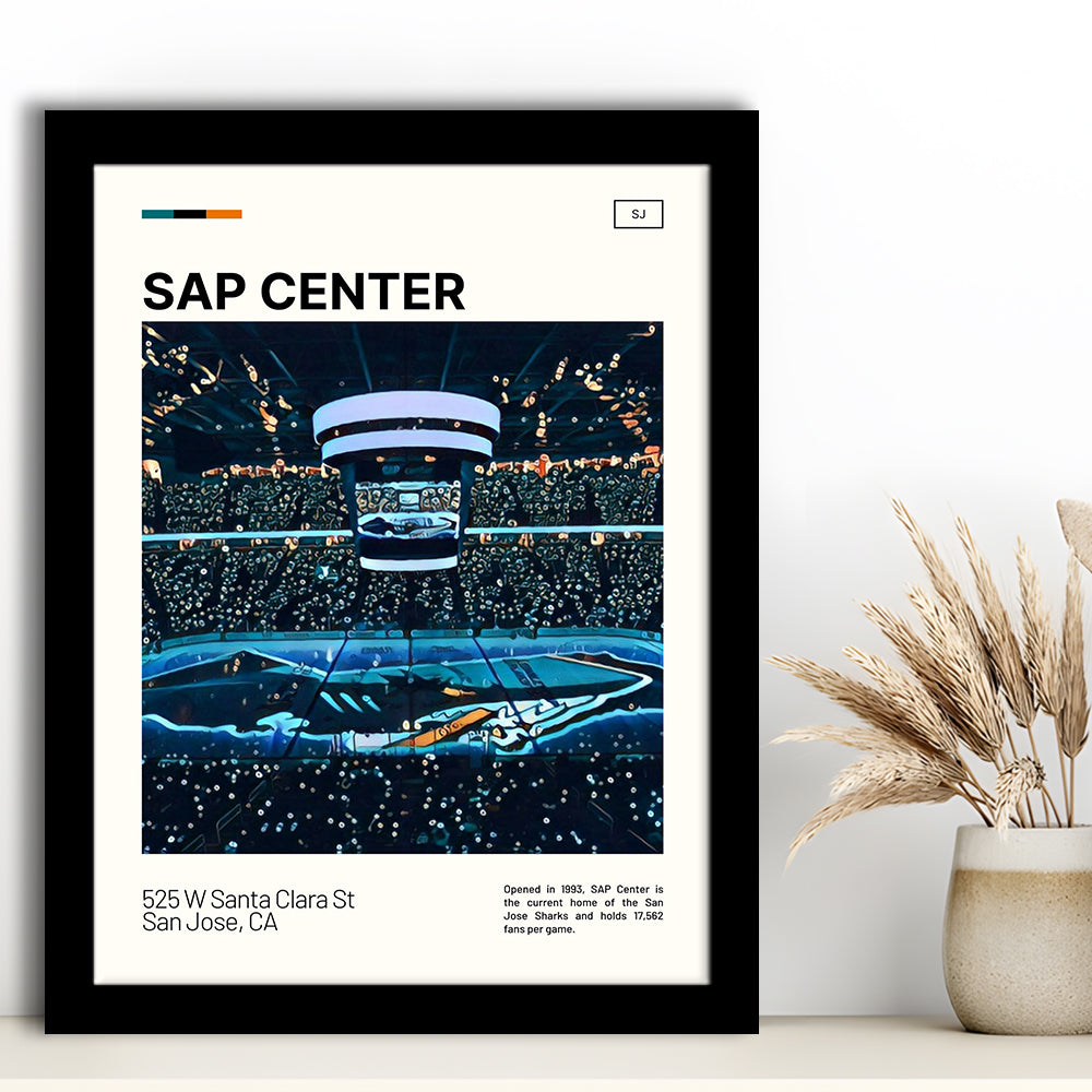 SAP Center Print, San Jose Sharks Stadium Art, Gifts for him, Sport Art, Framed Art Print Wall Decor