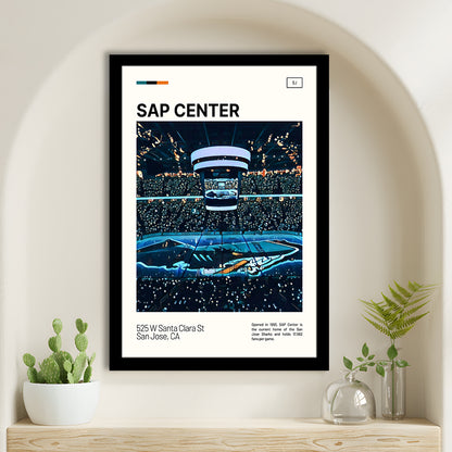 SAP Center Print, San Jose Sharks Stadium Art, Gifts for him, Sport Art, Framed Art Print Wall Decor