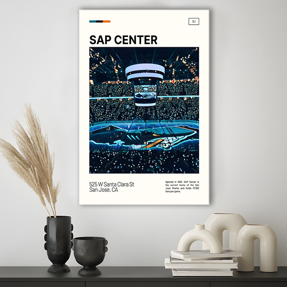 SAP Center Print, San Jose Sharks Stadium Canvas Art, Fan Gifts, Sport Art, Canvas Print Wall Art
