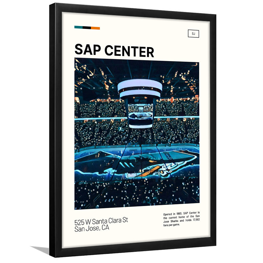 SAP Center Print, San Jose Sharks Stadium Art, Gifts for him, Sport Art, Framed Art Print Wall Decor