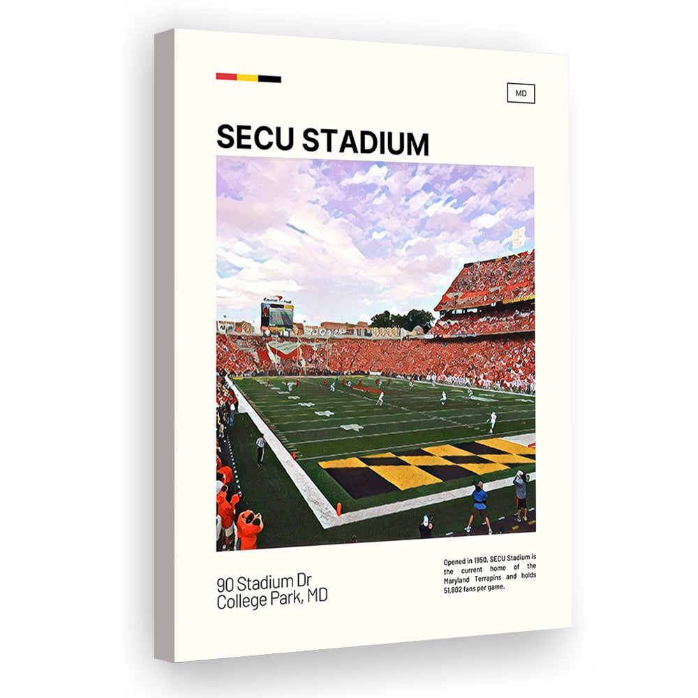 SECU Stadium Print, Maryland Terrapins Stadium Canvas Art, Fan Gifts, Sport Art, Canvas Print Wall Art