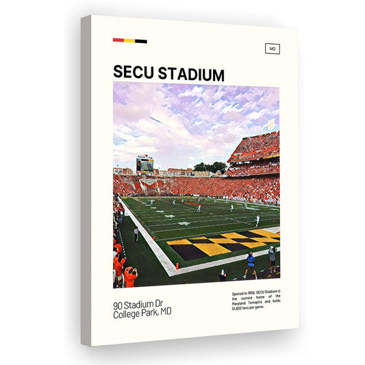 SECU Stadium Print, Maryland Terrapins Stadium Canvas Art, Fan Gifts, Sport Art, Canvas Print Wall Art