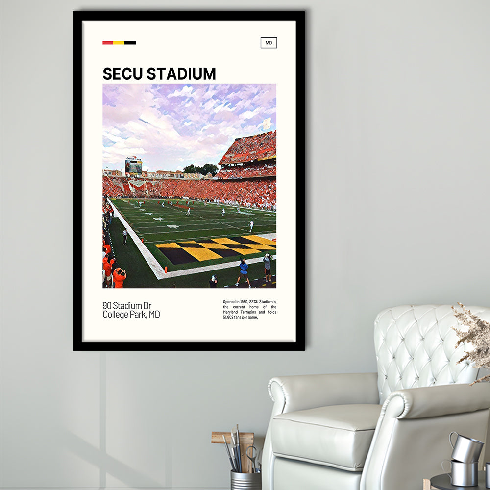 SECU Stadium Print, Maryland Terrapins Stadium Art, Gifts for him, Sport Art, Framed Art Print Wall Decor