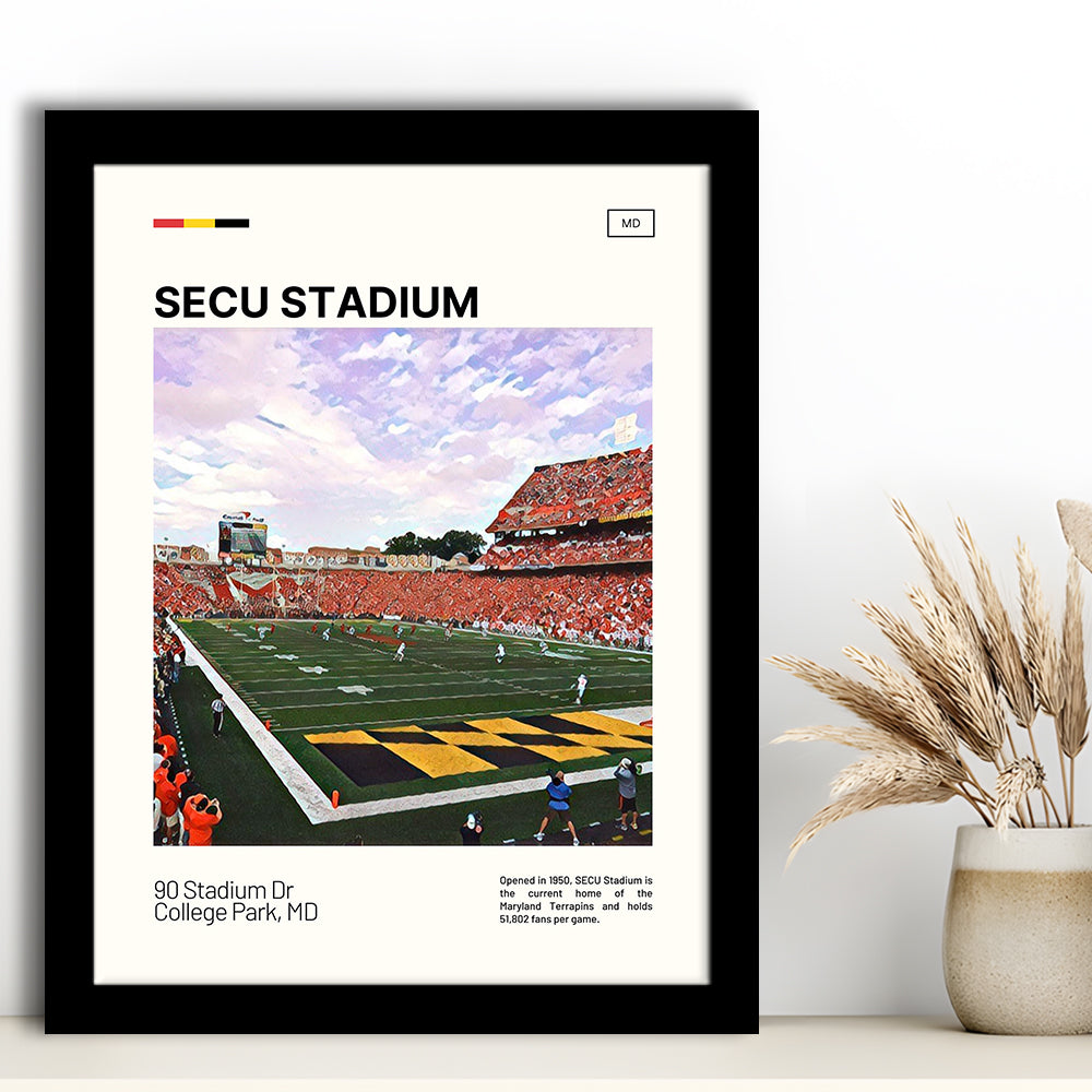 SECU Stadium Print, Maryland Terrapins Stadium Art, Gifts for him, Sport Art, Framed Art Print Wall Decor