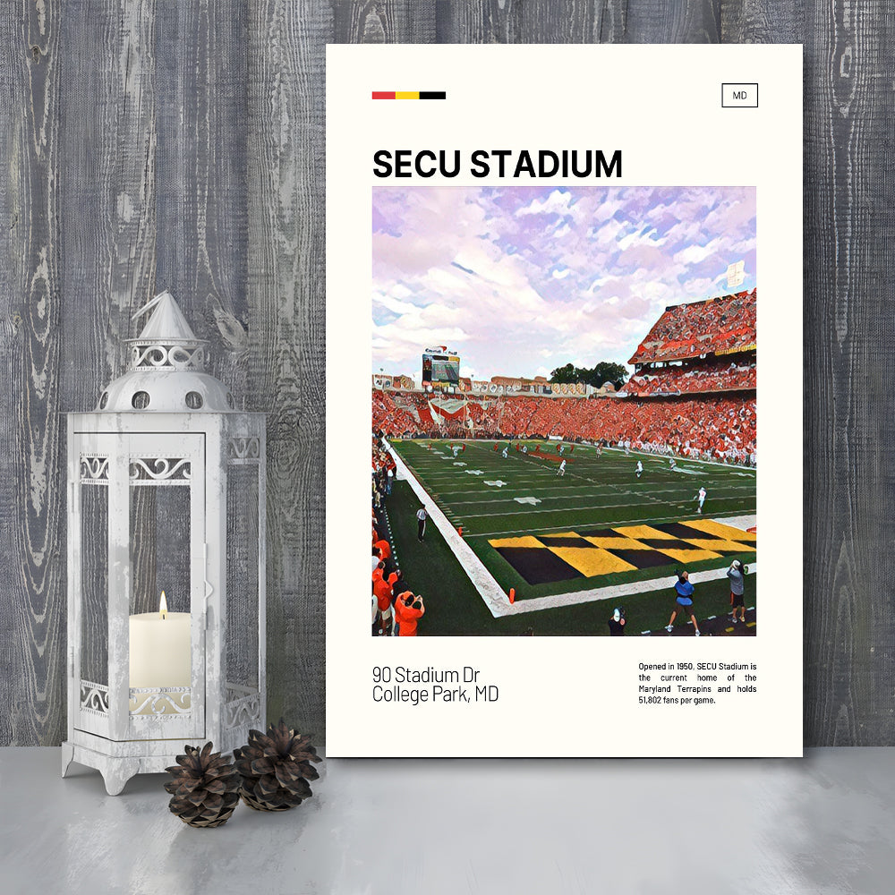 SECU Stadium Print, Maryland Terrapins Stadium Canvas Art, Fan Gifts, Sport Art, Canvas Print Wall Art