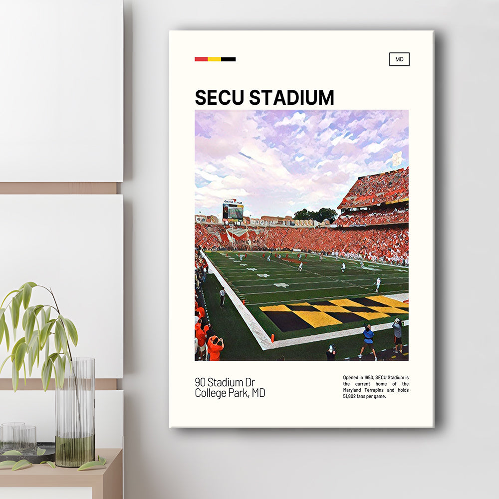 SECU Stadium Print, Maryland Terrapins Stadium Canvas Art, Fan Gifts, Sport Art, Canvas Print Wall Art