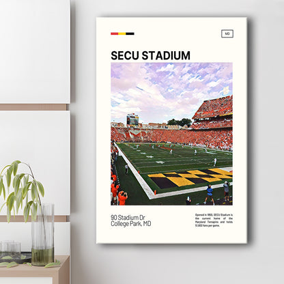 SECU Stadium Print, Maryland Terrapins Stadium Canvas Art, Fan Gifts, Sport Art, Canvas Print Wall Art