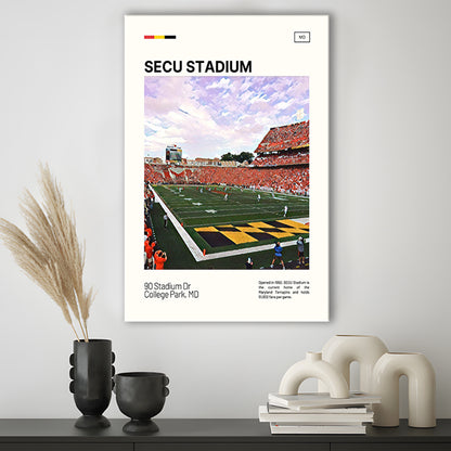 SECU Stadium Print, Maryland Terrapins Stadium Canvas Art, Fan Gifts, Sport Art, Canvas Print Wall Art