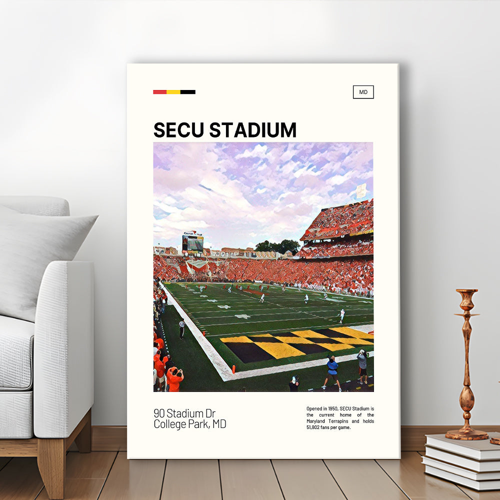 SECU Stadium Print, Maryland Terrapins Stadium Canvas Art, Fan Gifts, Sport Art, Canvas Print Wall Art
