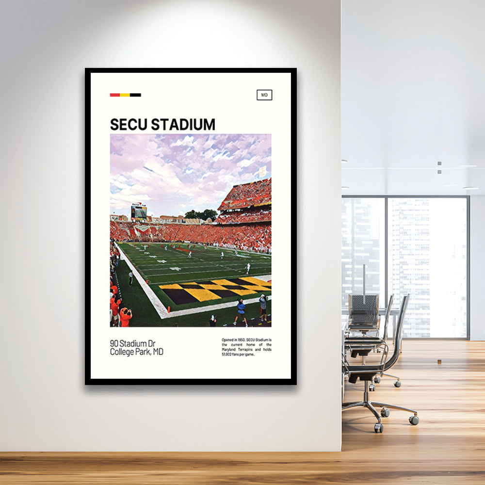 SECU Stadium Print, Maryland Terrapins Stadium Art, Gifts for him, Sport Art, Framed Art Print Wall Decor