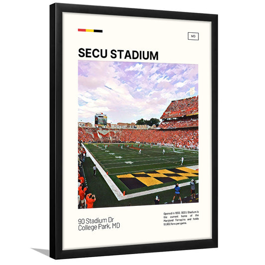 SECU Stadium Print, Maryland Terrapins Stadium Art, Gifts for him, Sport Art, Framed Art Print Wall Decor