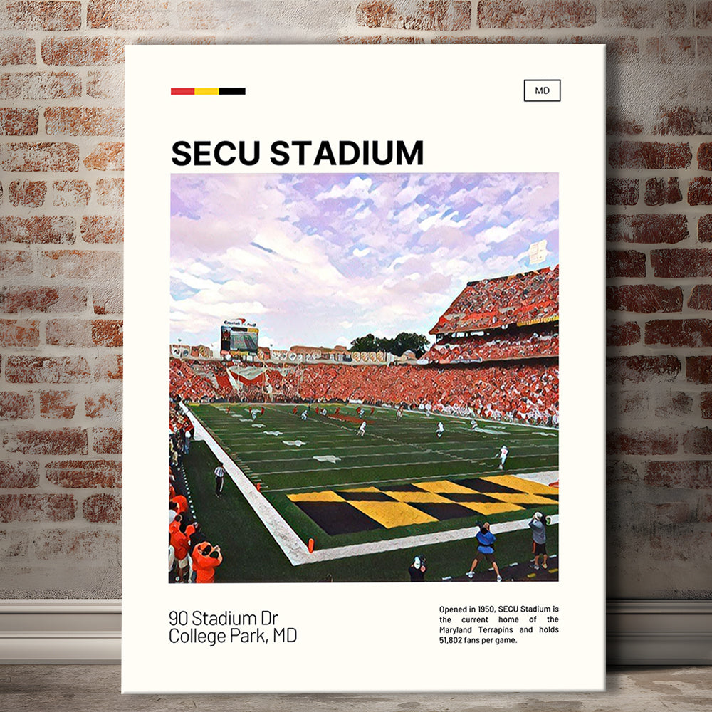 SECU Stadium Print, Maryland Terrapins Stadium Canvas Art, Fan Gifts, Sport Art, Canvas Print Wall Art