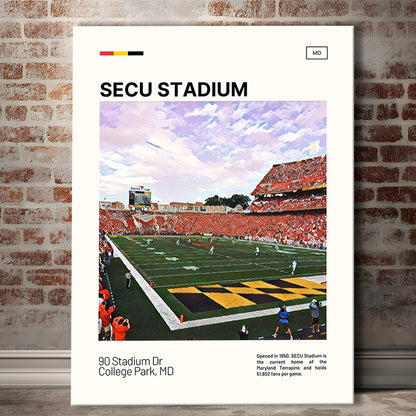SECU Stadium Print, Maryland Terrapins Stadium Canvas Art, Fan Gifts, Sport Art, Canvas Print Wall Art