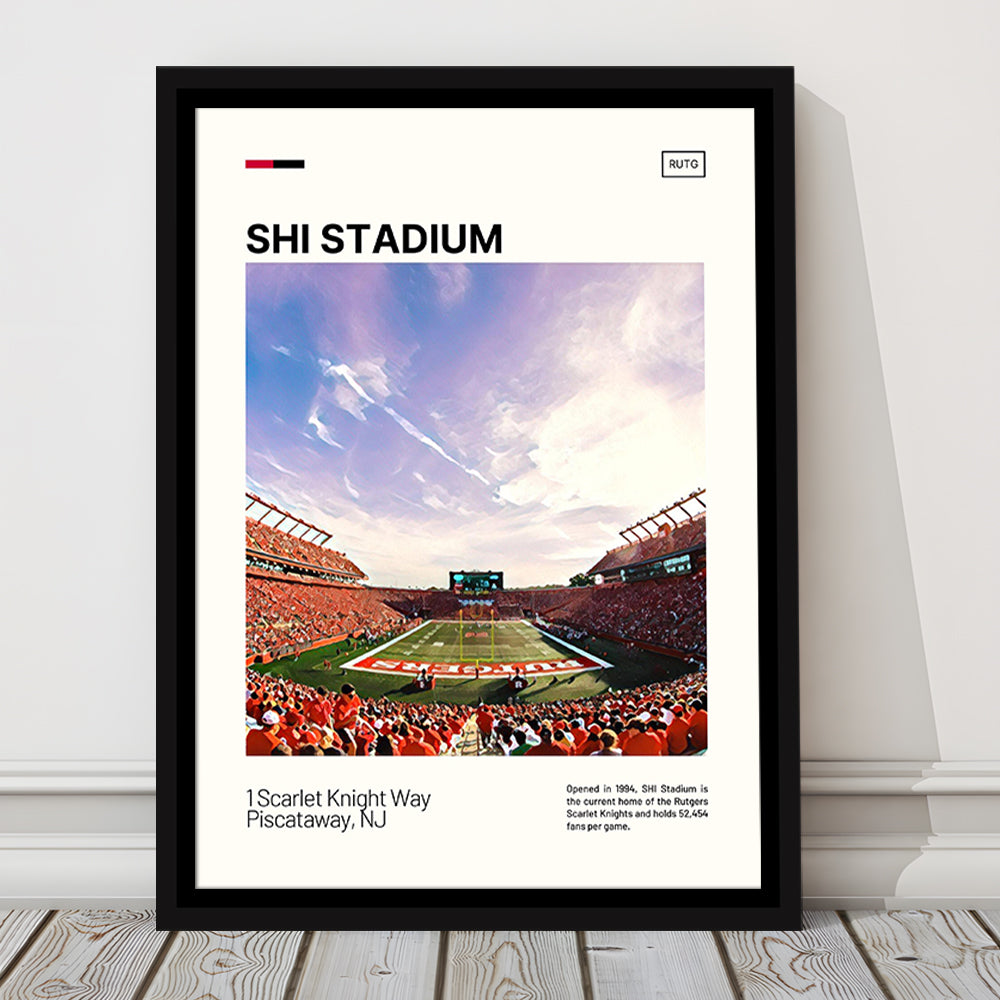 SHI Stadium Print, Rutgers Scarlet Knights Stadium Canvas Art, Man Cave Gift, Floating Framed Canvas Print Wall Art