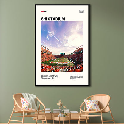 SHI Stadium Print, Rutgers Scarlet Knights Stadium Canvas Art, Man Cave Gift, Floating Framed Canvas Print Wall Art