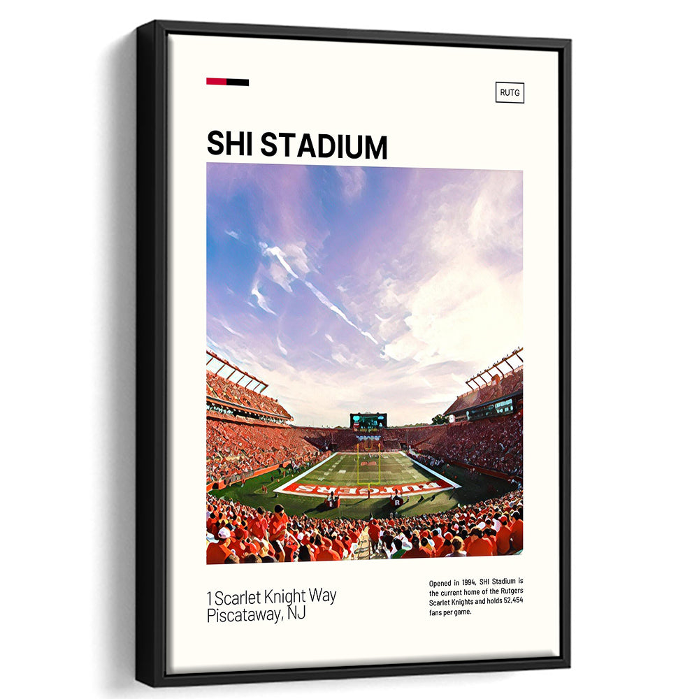 SHI Stadium Print, Rutgers Scarlet Knights Stadium Canvas Art, Man Cave Gift, Floating Framed Canvas Print Wall Art