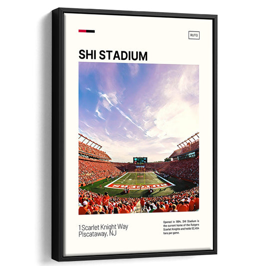 SHI Stadium Print, Rutgers Scarlet Knights Stadium Canvas Art, Man Cave Gift, Floating Framed Canvas Print Wall Art