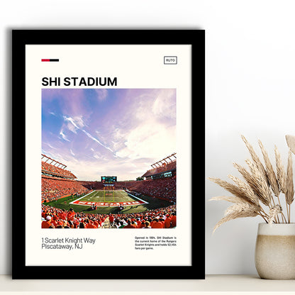 SHI Stadium Print, Rutgers Scarlet Knights Stadium Art, Gifts for him, Sport Art, Framed Art Print Wall Decor