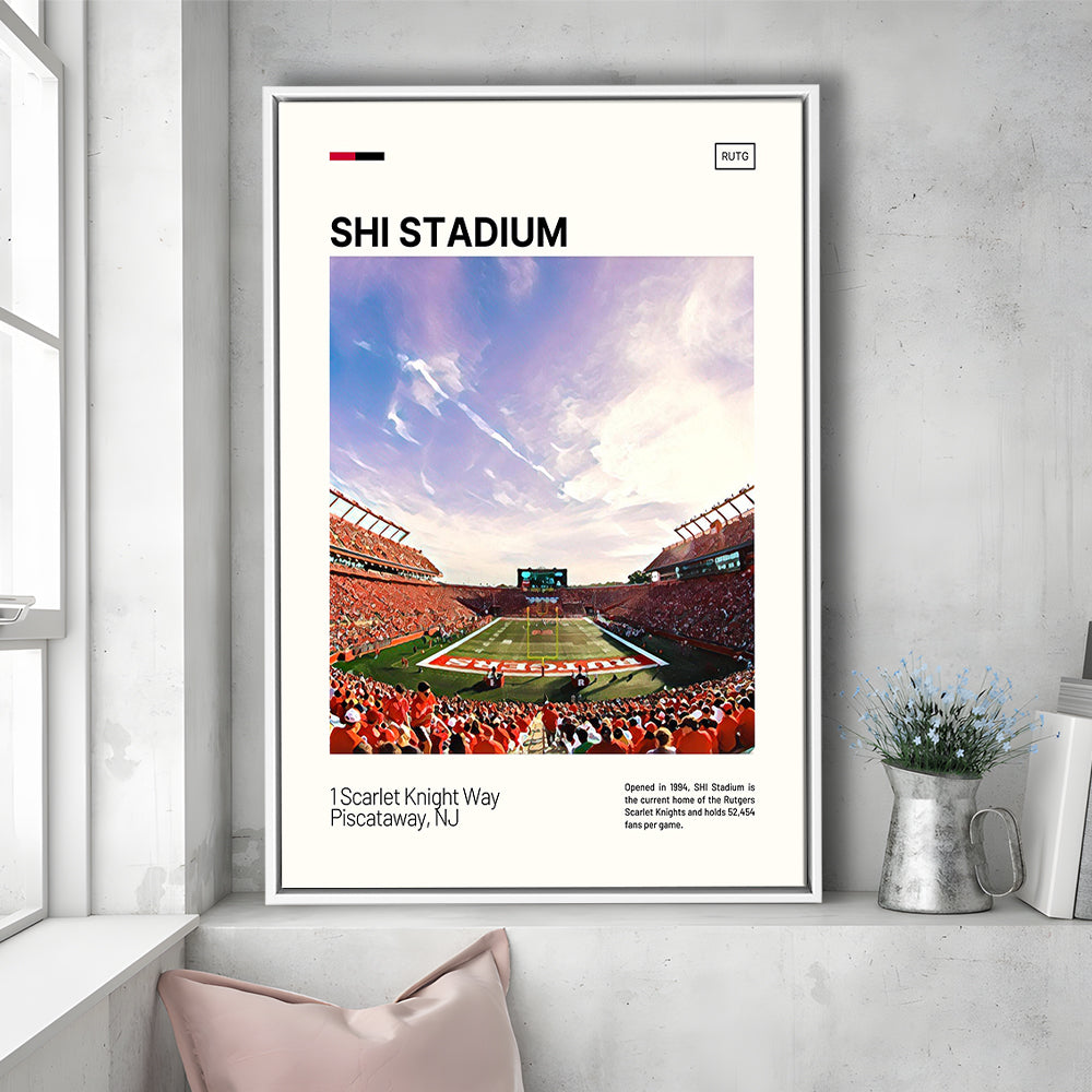 SHI Stadium Print, Rutgers Scarlet Knights Stadium Canvas Art, Man Cave Gift, Floating Framed Canvas Print Wall Art