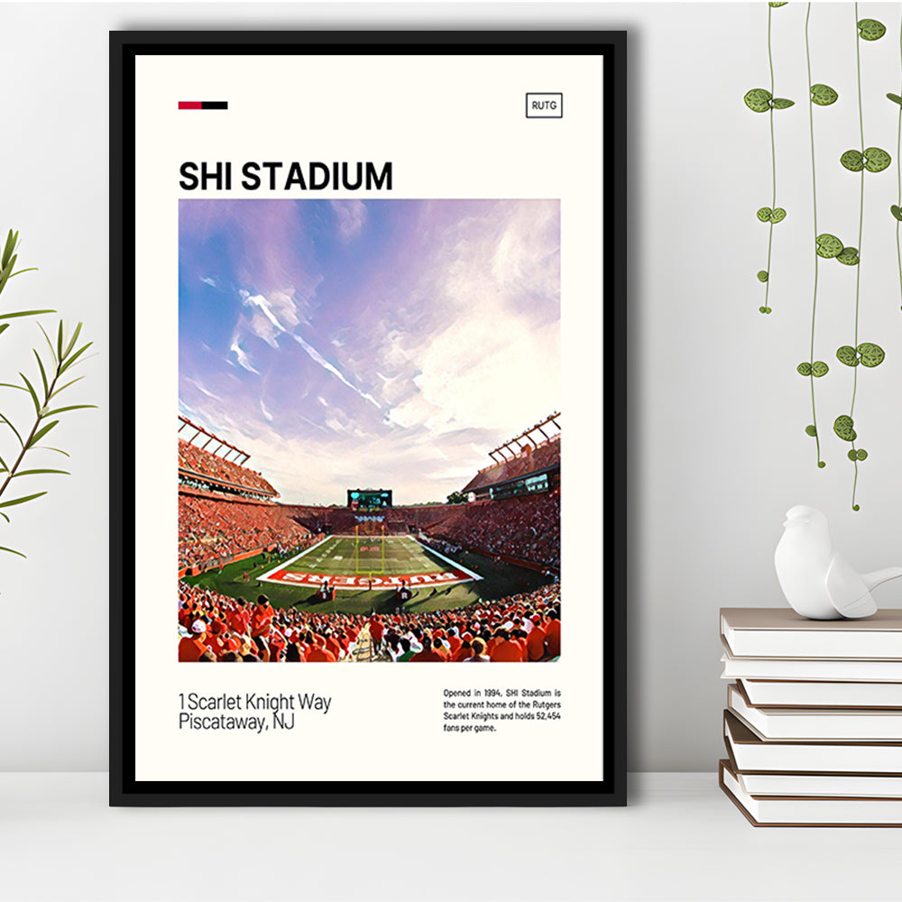SHI Stadium Print, Rutgers Scarlet Knights Stadium Canvas Art, Man Cave Gift, Floating Framed Canvas Print Wall Art
