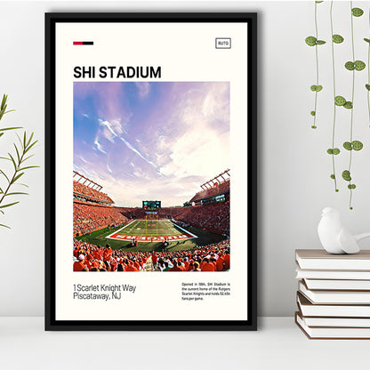 SHI Stadium Print, Rutgers Scarlet Knights Stadium Canvas Art, Man Cave Gift, Floating Framed Canvas Print Wall Art