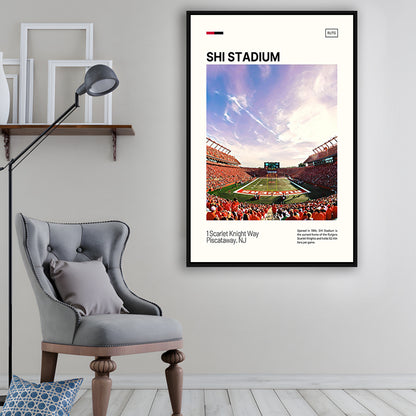SHI Stadium Print, Rutgers Scarlet Knights Stadium Canvas Art, Man Cave Gift, Floating Framed Canvas Print Wall Art
